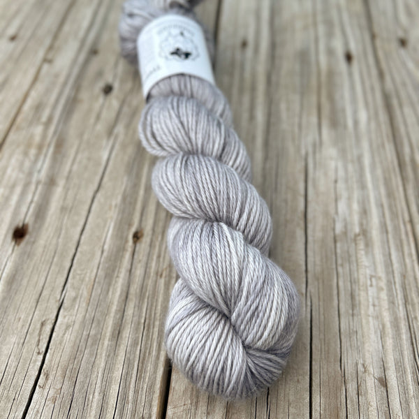 Pieces of Eight, Silver Gray Treasured DK Luxe Yarn, hand dyed yarn