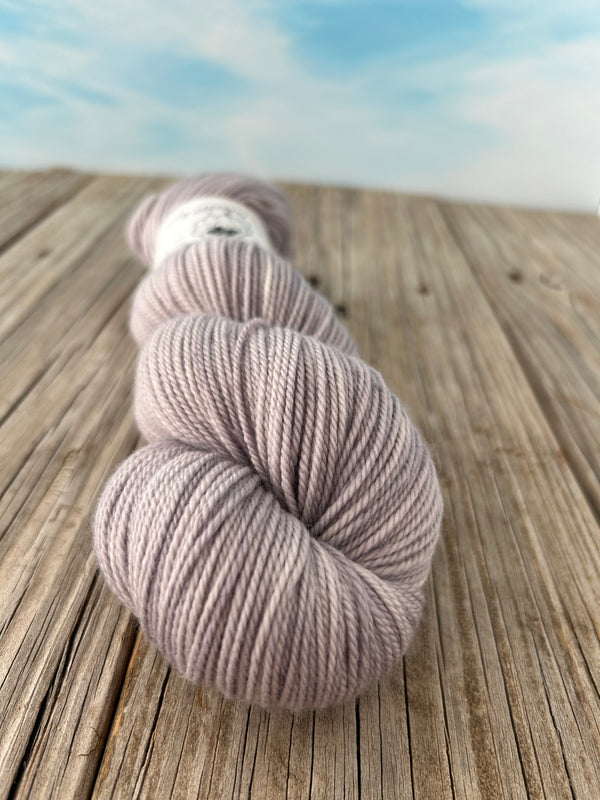 Pieces of Eight, Organic Merino Sport Treasures Yarn, silver light gray yarn