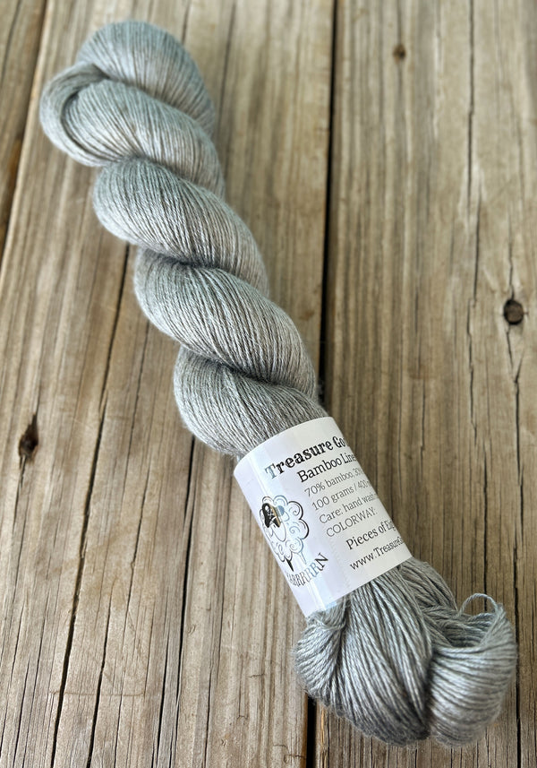 Pieces of Eight, Silver Gay Bamboo Linen Treasures Yarn, Fingering Weight Yarn