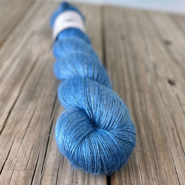 Powder Blues, Light Blue Bamboo Linen Treasures Yarn, Fingering Weight Yarn