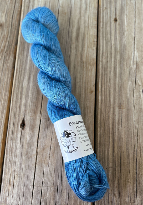 Powder Blues, Light Blue Bamboo Linen Treasures Yarn, Fingering Weight Yarn