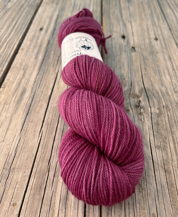 Pretty Lass, Organic Merino Sport Treasures Yarn, berry magenta yarn