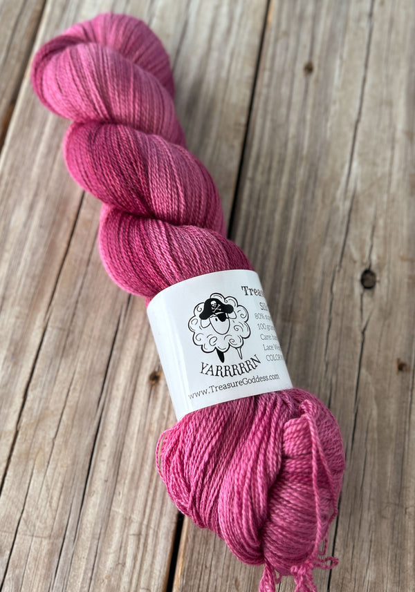 40% Off Pretty Lass, Light Cranberry Wine, Silk Treasures Lace Yarn