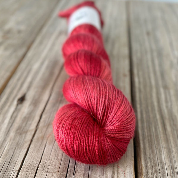 Ruby Daggers, Red Bamboo Linen Treasures Yarn, Fingering Weight Yarn