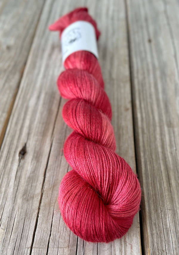 Ruby Daggers, Red Bamboo Linen Treasures Yarn, Fingering Weight Yarn
