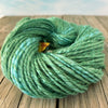 Handspun Bulky Yarn, Merino Wool Mulberry Silk, spring green, 2 ply, 136 yards