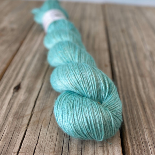 Sea Glass, Light Teal Bamboo Linen Treasures Yarn, Fingering Weight Yarn