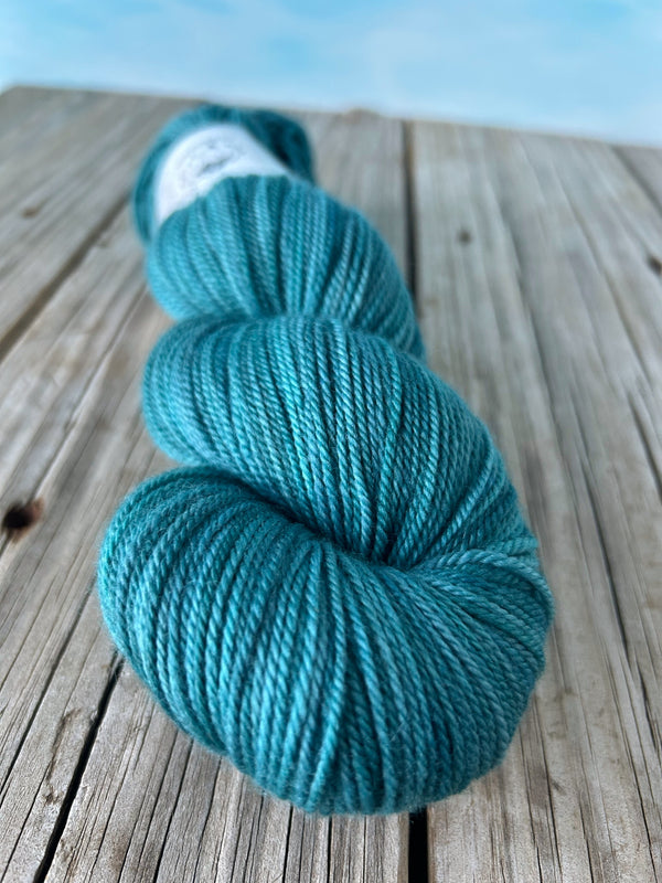 Sea Monster, Organic Merino Sport Treasures Yarn, teal bluegreen yarn