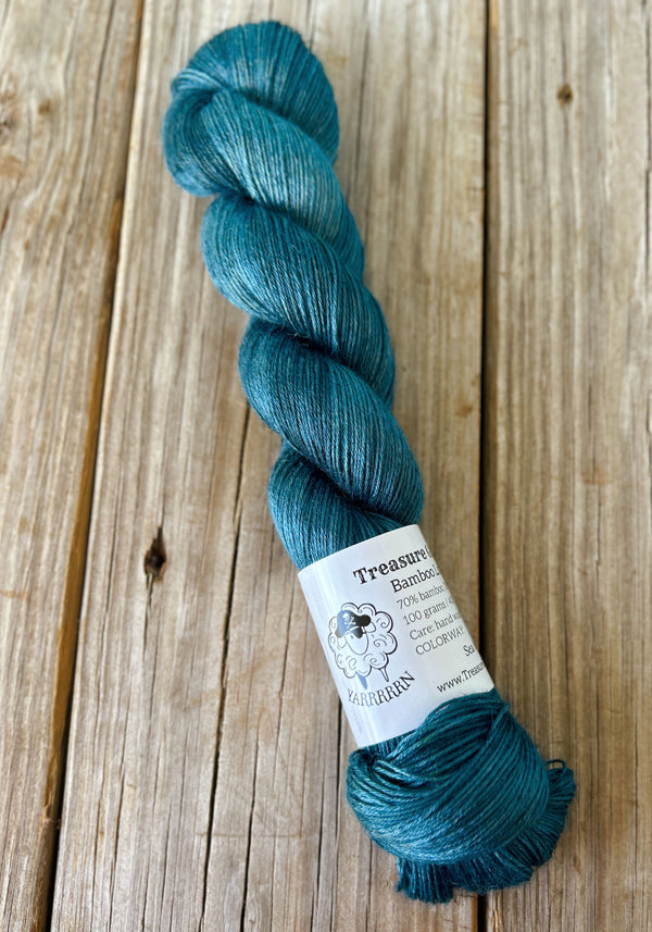 Sea Monster, Dark Teal Bamboo Linen Treasures Yarn, Fingering Weight Yarn