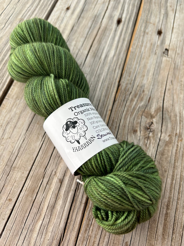 Seaweed, Moss Green, Organic Merino Sport Treasures Yarn