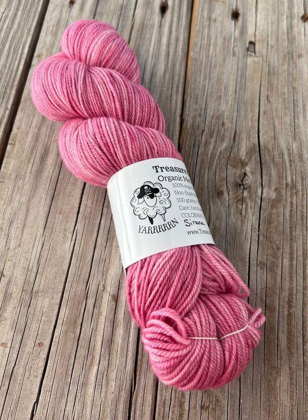 Sirena, Rose Pink, Organic Merino Sport Treasures Yarn
