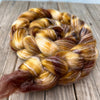 Golden Brown Superwash Merino Bamboo Combed Top, hand dyed luxury spinning fiber