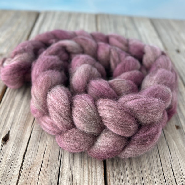 Dusty Rose Pink Polwarth Wool Yak Combed Top, hand dyed luxury spinning fiber, non super wash wool