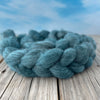 Spruce Green Teal Polwarth Wool Yak Combed Top, hand dyed luxury spinning fiber, non super wash wool