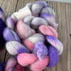 Pink Purple Gray Targhee Wool Combed Top, hand dyed luxury spinning fiber, non super wash wool