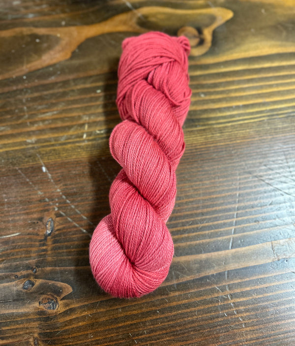 SALE Lighter Version Ruby Daggers, Red, Organic Merino Sport Treasures Yarn