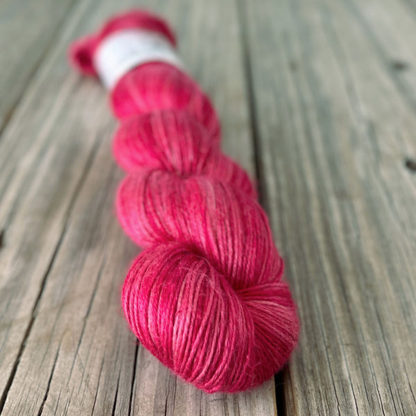 Swift Tides, Pink Red Fuchsia Bamboo Linen Treasures Yarn, Fingering Weight Yarn