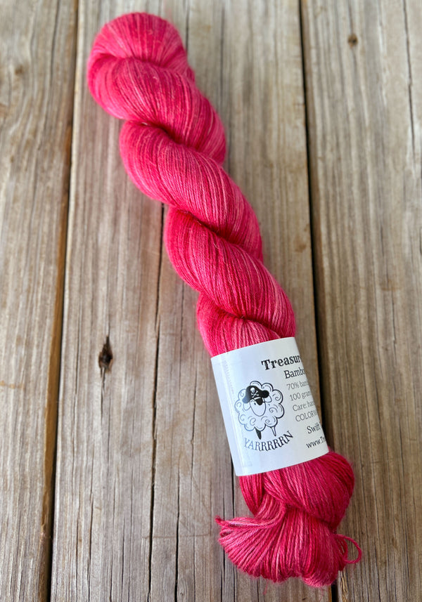 Swift Tides, Pink Red Fuchsia Bamboo Linen Treasures Yarn, Fingering Weight Yarn