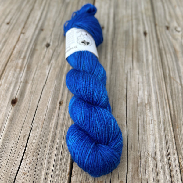 Swimmin with the Fishes, Sapphire Blue Treasured DK Luxe Yarn, hand dyed yarn