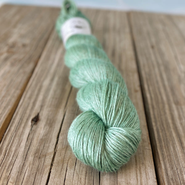 Turtle Bay, Spring Green Bamboo Linen Treasures Yarn, Fingering Weight Yarn
