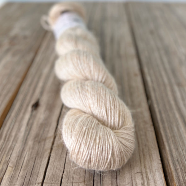 White Sand Beaches, Cream Off White Bamboo Linen Treasures Yarn, Fingering Weight Yarn