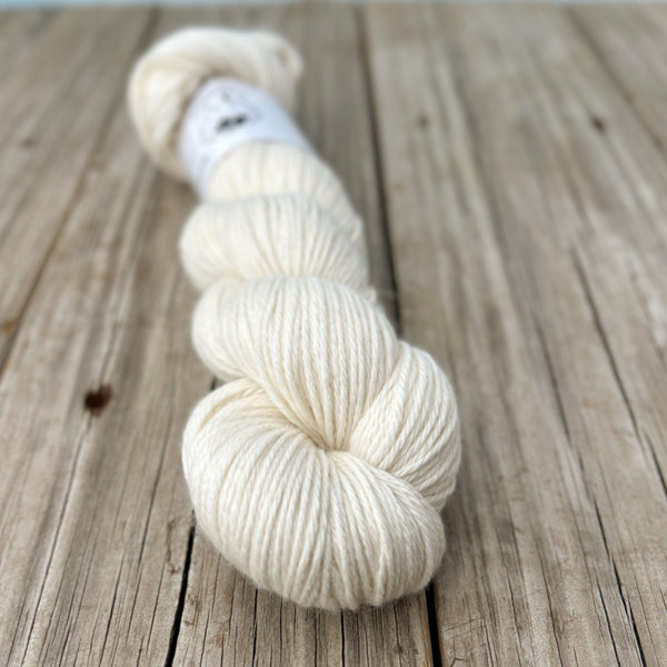 White Sand Beaches, Cream Ecru Treasured DK Luxe Yarn, natural undyed yarn
