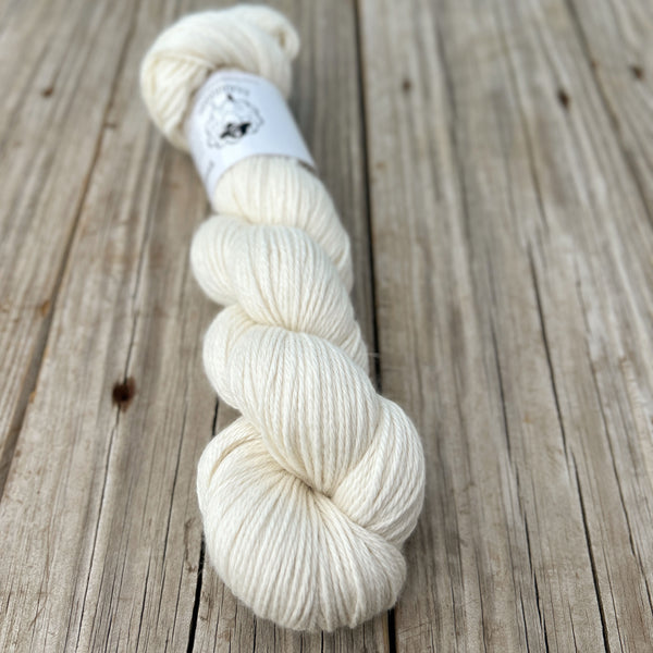 White Sand Beaches, Cream Ecru Treasured DK Luxe Yarn, natural undyed yarn