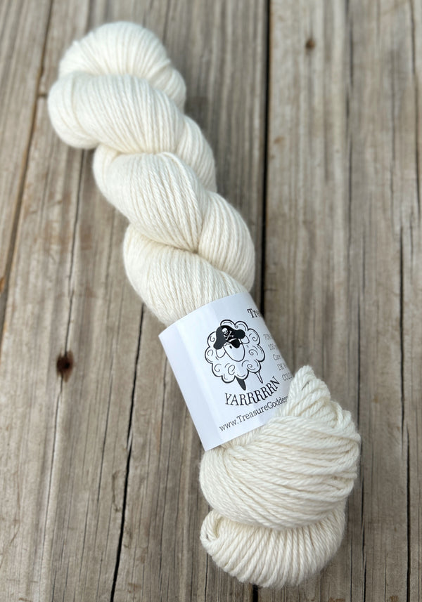 White Sand Beaches, Cream Ecru Treasured DK Luxe Yarn, natural undyed yarn
