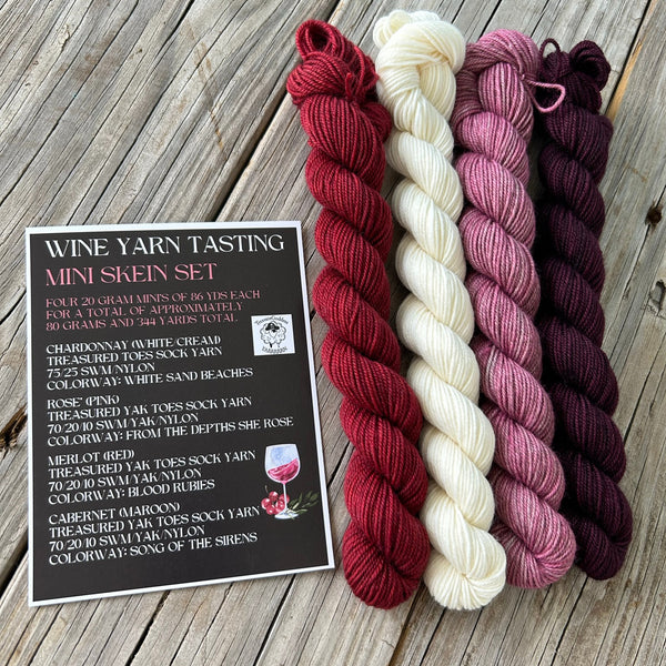 Wine Yarn Tasting Mini Skein Set, Sock Yarn Miniskeins