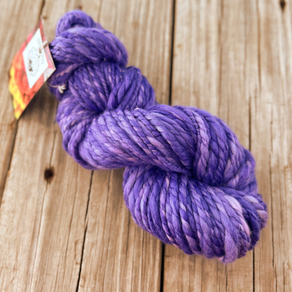Handspun Bulky Yarn, purple, 2 ply, superwash merino wool, 67 yards