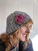 Pink Felted Flower Pin, hand crocheted lapel pin, wool