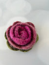 Pink Felted Flower Pin, hand crocheted lapel pin, wool
