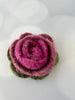 Pink Felted Flower Pin, hand crocheted lapel pin, wool