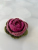 Pink Felted Flower Pin, hand crocheted lapel pin, wool