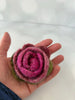 Pink Felted Flower Pin, hand crocheted lapel pin, wool