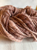 Handspun Art Yarn, Thick & Thin Spiral Plied, Blush Skyline, merino wool, 98 yards