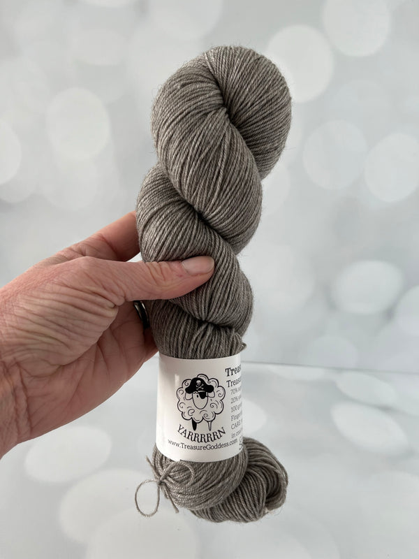 Sandy Shores, Treasured Yak Toes Sock Yarn, taupe gray brown natural yarn