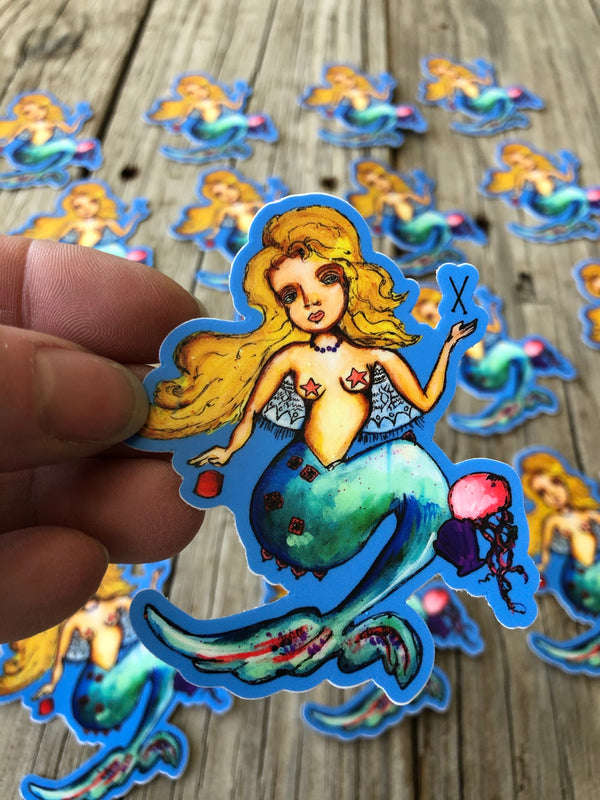 Knitting Mermaid Vinyl Sticker