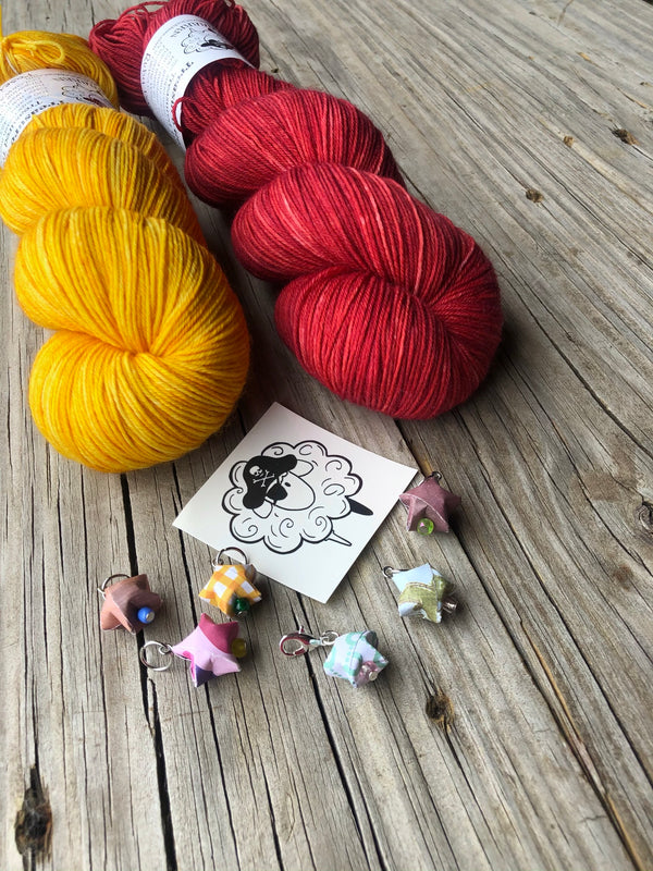 Wonder Woman Shawl Kit, Sock Yarn Kit, Knitting or Crochet Pattern