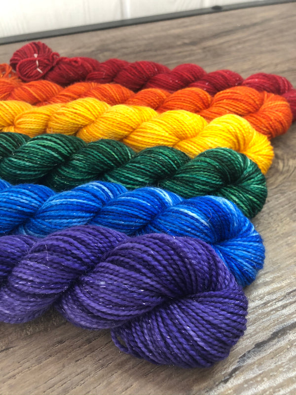 Rainbow Shawl Knitting Kit, Gradient Sock Yarn Mini Skein Set