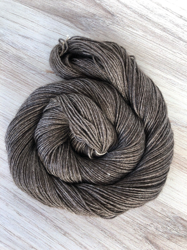 Sandy Shores, Luxury Yak Silk Fingering Weight Yarn, gray taupe