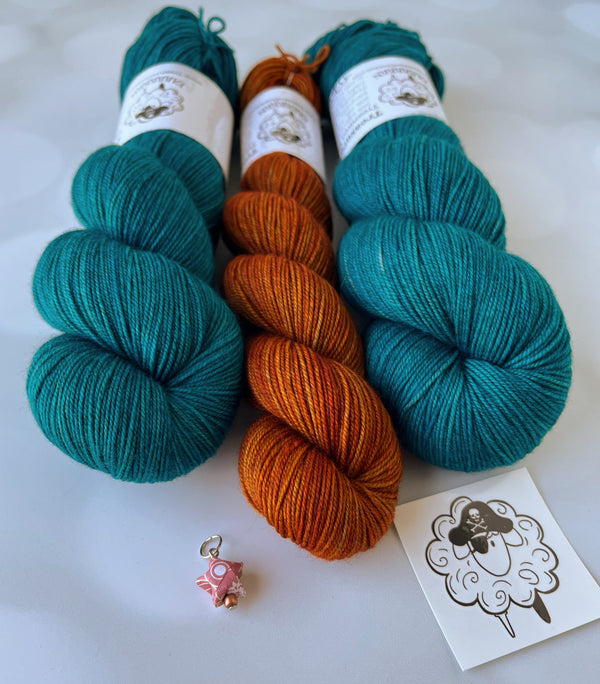 Duck Pond Shawl Kit, Yak Toes Sock Yarn Kit, Knitting Pattern