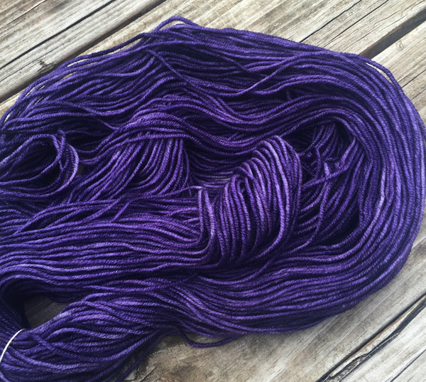The King&#39;s Cloak Hand Dyed Yarn Dark Purple Worsted Weight Yarn Hand Painted yarn 218 yards Superwash Merino Wool Royal Purple Amethyst swm
