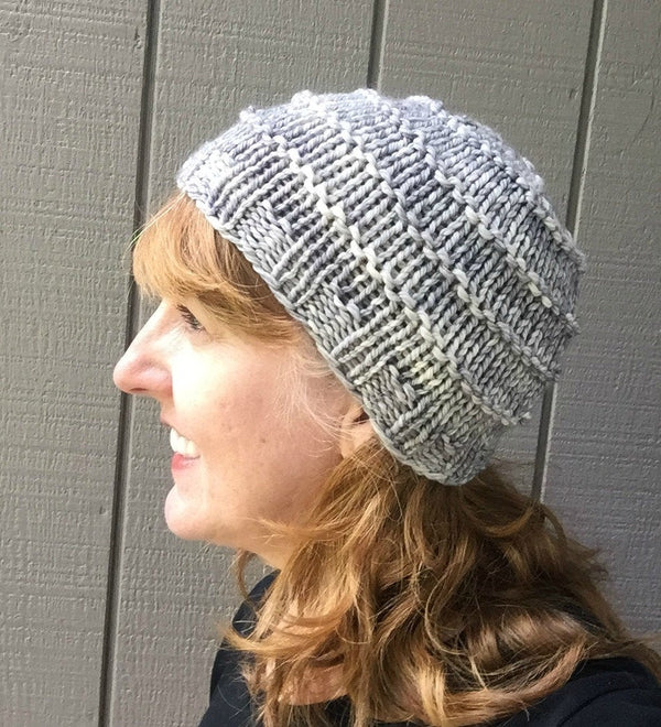 One Skein Hat Knitting Pattern Treasured Warmth Hat bulky yarn worsted weight yarn Simple Knitting Pattern burgandy red silver gray PDF