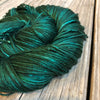 Hand Dyed Silk Yarn, emerald green, Treasure of the Emerald Isle, fingering weight yarn, mulberry silk
