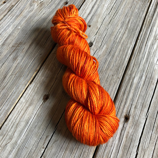 firey orange cashmere silk alpaca yarn, Hand Dyed DK Yarn, Lusty Wench, Treasured DK Luxe