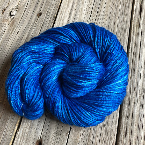 Sapphire blue Hand Dyed DK Luxury Yarn, Swimmin&#39; with the Fishes, Treasured DK Luxe, baby alpaca silk cashmere