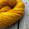 Hand Dyed Sock Yarn, Goldenrod Yellow, Poseidon’s Trident, Treasured Toes Sock Yarn