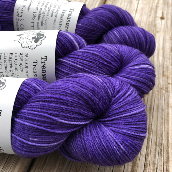 Hand Dyed Sock Yarn, royal purple, King’s Cloak, Treasured Toes