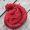 Hand Dyed Red Sock Yarn, crimson red yarn, Ruby Daggers, Treasured Toes